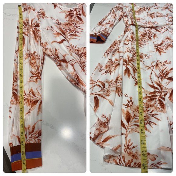 NWT JOIE "JEANEE" Floral-Print 3/4-Sleeve Dress in Porcelain - Size Large - Picture 10 of 13